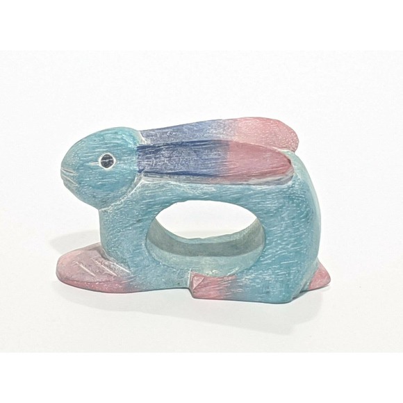 Pier 1 Easter Bunny Napkin Rings Set of 6 Pastels